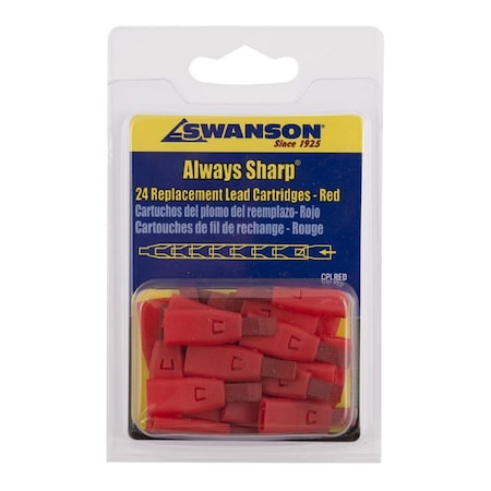 Swanson Tool Red Mechanical Carpenter Pencil Replacement Tips CPLRED